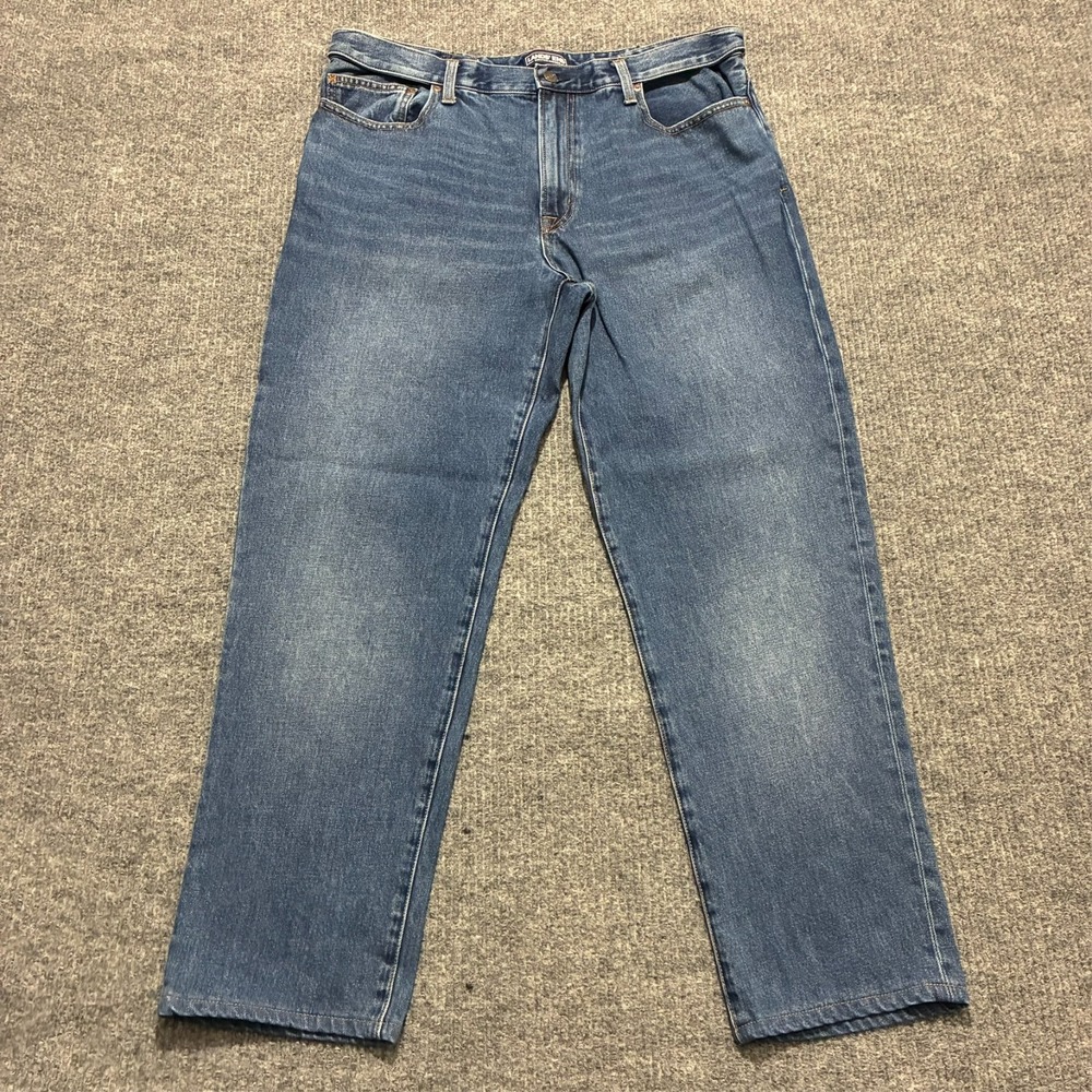 Lands' End Square Rigger Mens Jeans Size 38 Blue Denim Traditional Fit Mid Rise